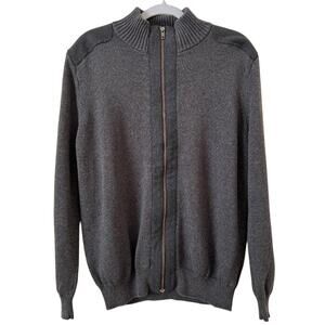 Arbor Way Zip Up Cotton Sweater Men's Size M Gray Mock Neck
